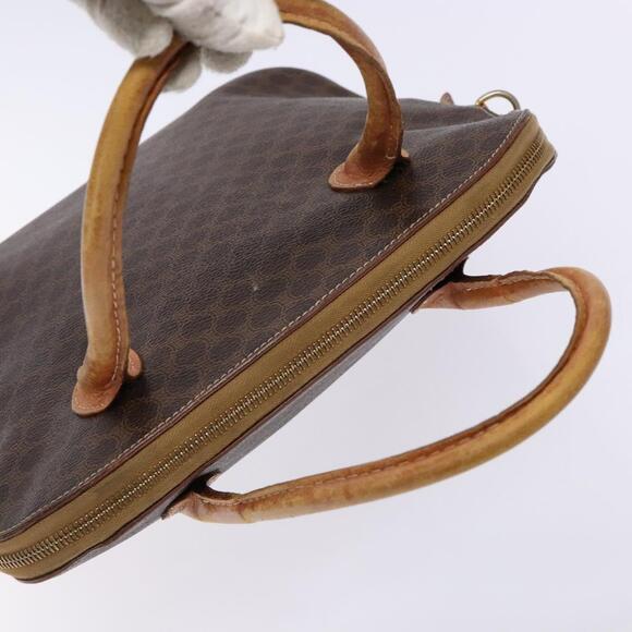 CELINE Macadam Canvas Hand Bag Pvc Leather Brown Gold - Picture 6 of 12